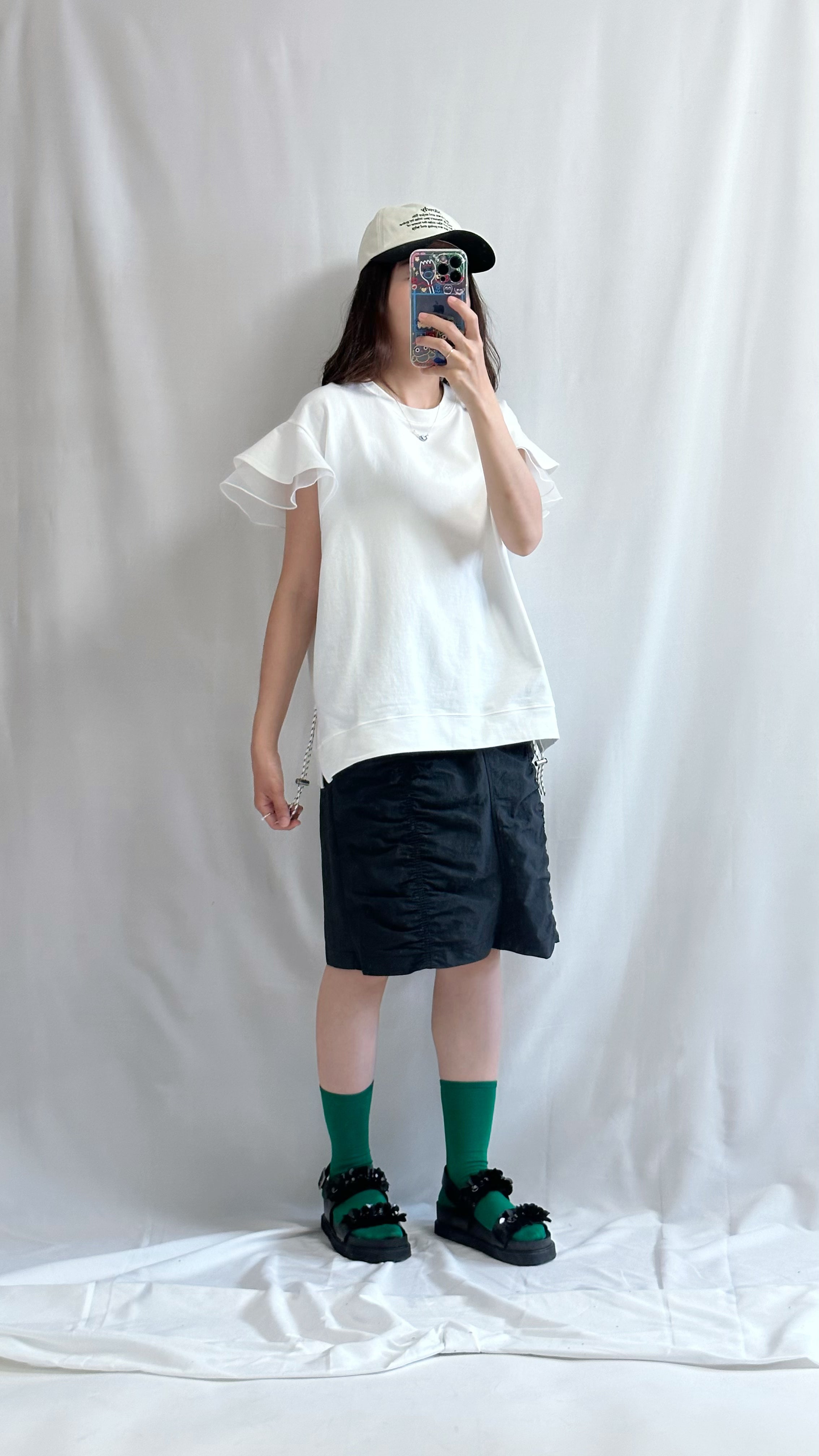 (預購)袖口雙層Ruffle T-shirt/白