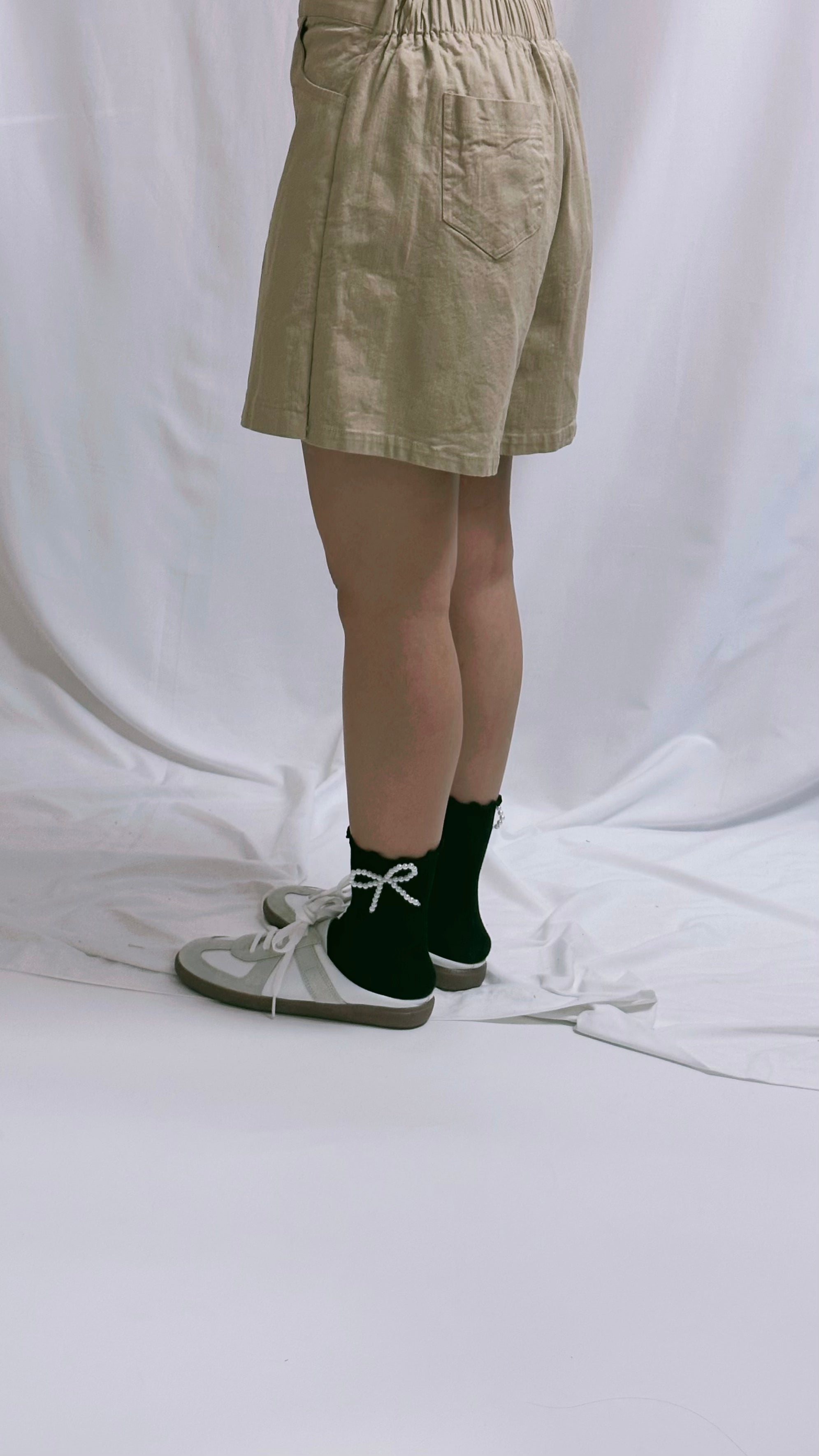 金屬鈕裙褲/杏