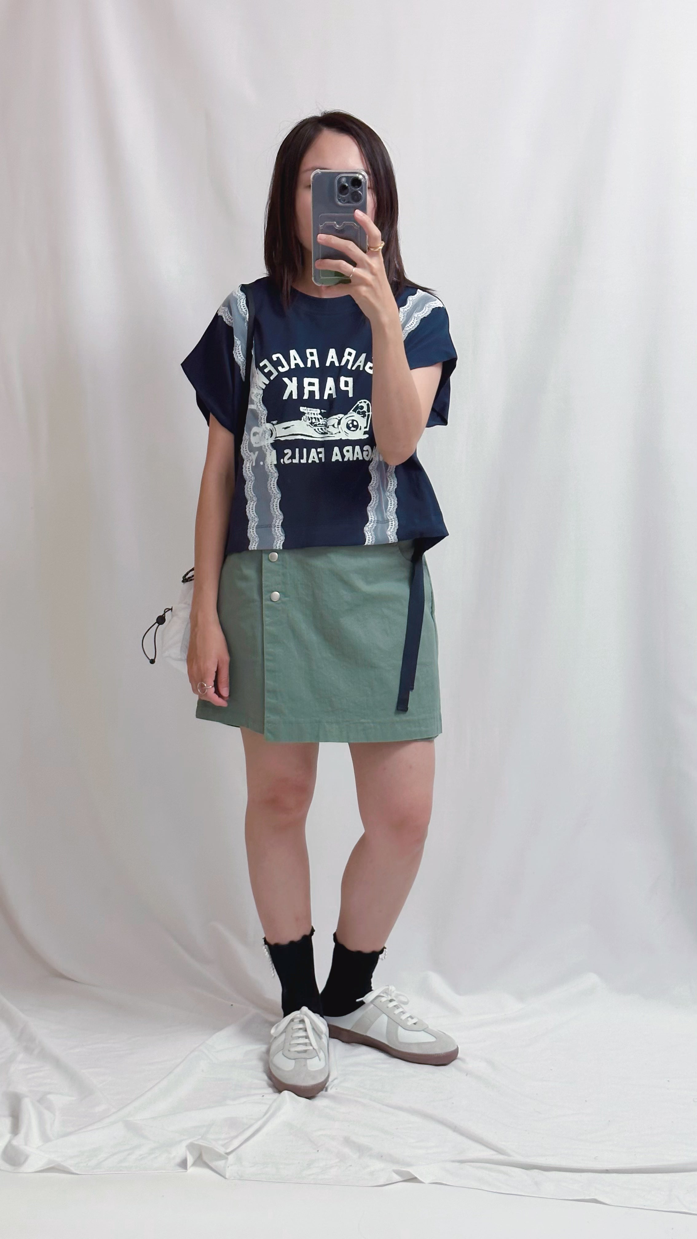 喱士印字T-shirt/深藍