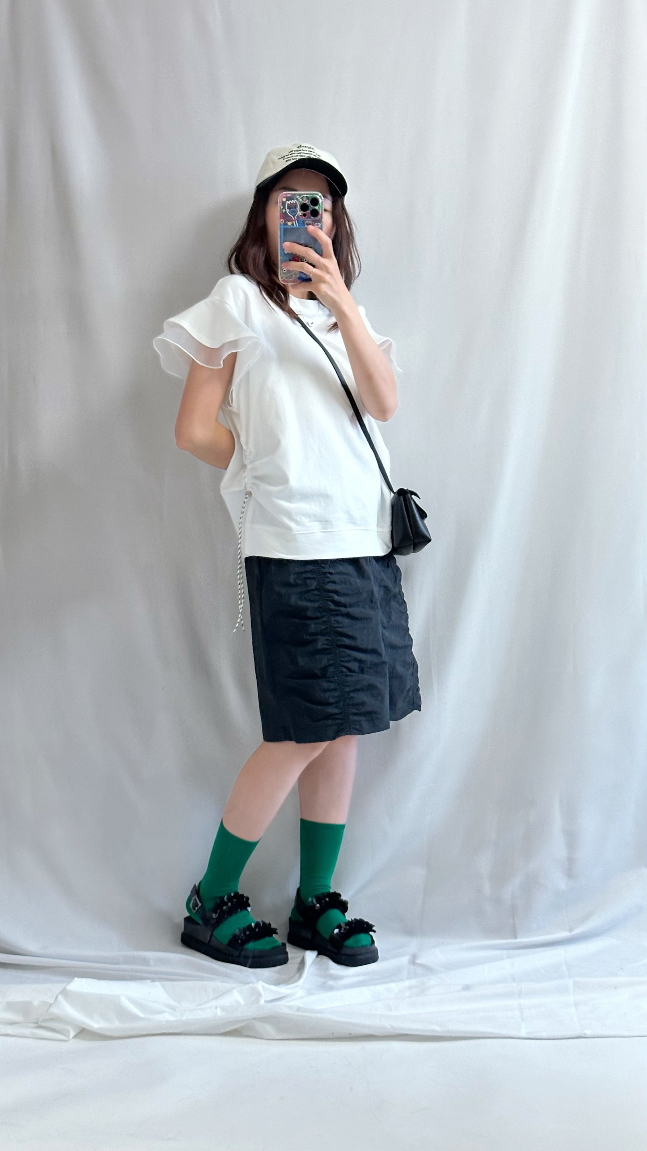 (預購)袖口雙層Ruffle T-shirt/白