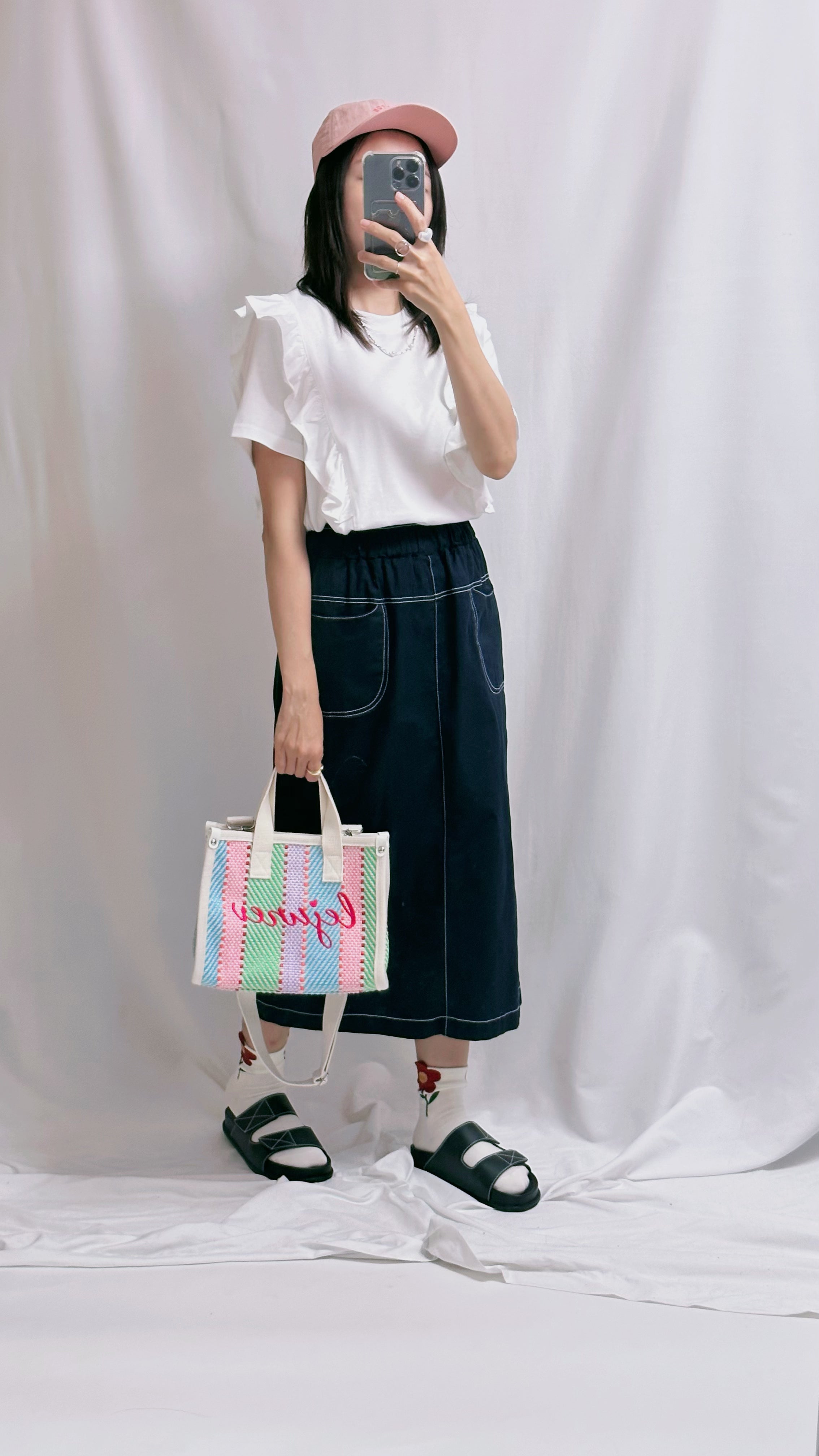兩邊Ruffle T-shirt/白