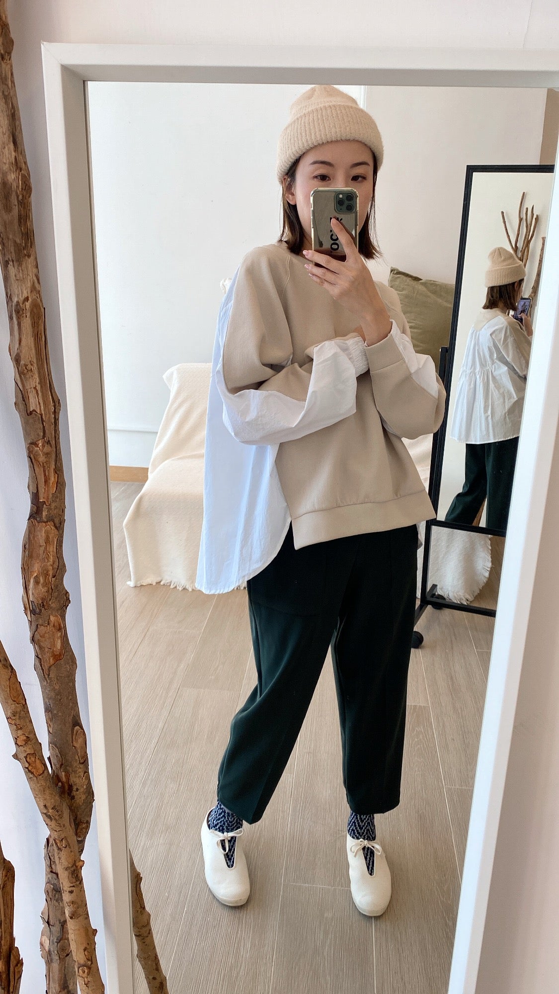 明袋修腳褲/深綠