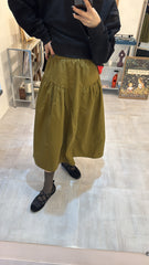 兩側縮褶散裙/橄欖