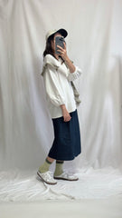 (訂貨)併布撞色Ruffle T-shirt/白