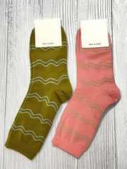 波浪紋襪/粉紅