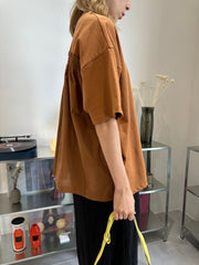 (訂貨：15工作天）後縮褶闊T-shirt/啡