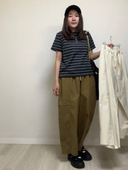 黑領多色條子T-shirt/黑