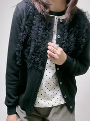 紗紗ruffle cardigan/黑