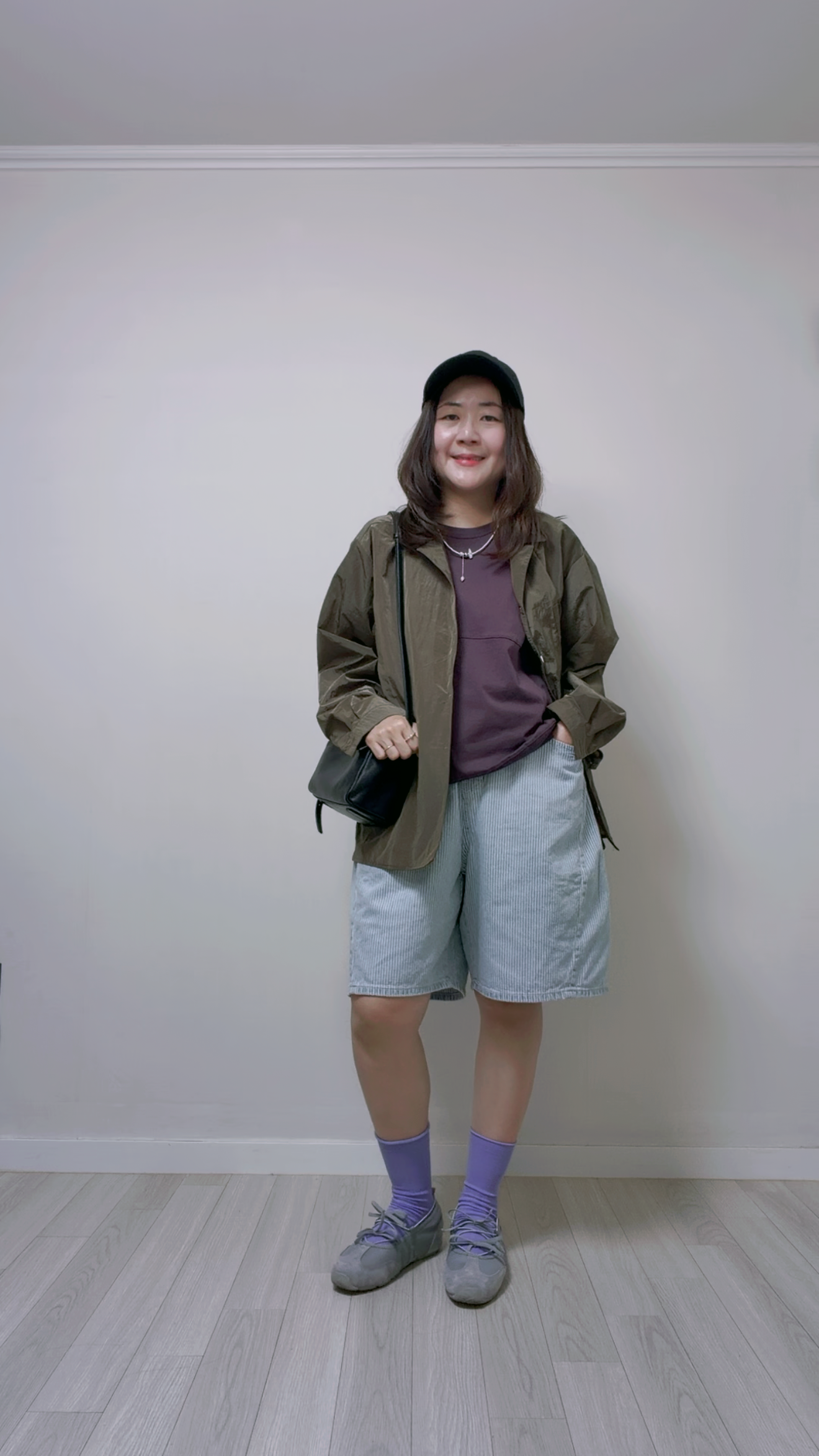 斜駁線T-shirt/暗紫
