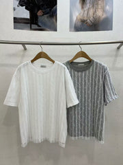 直條幼喱士T-shirt/灰