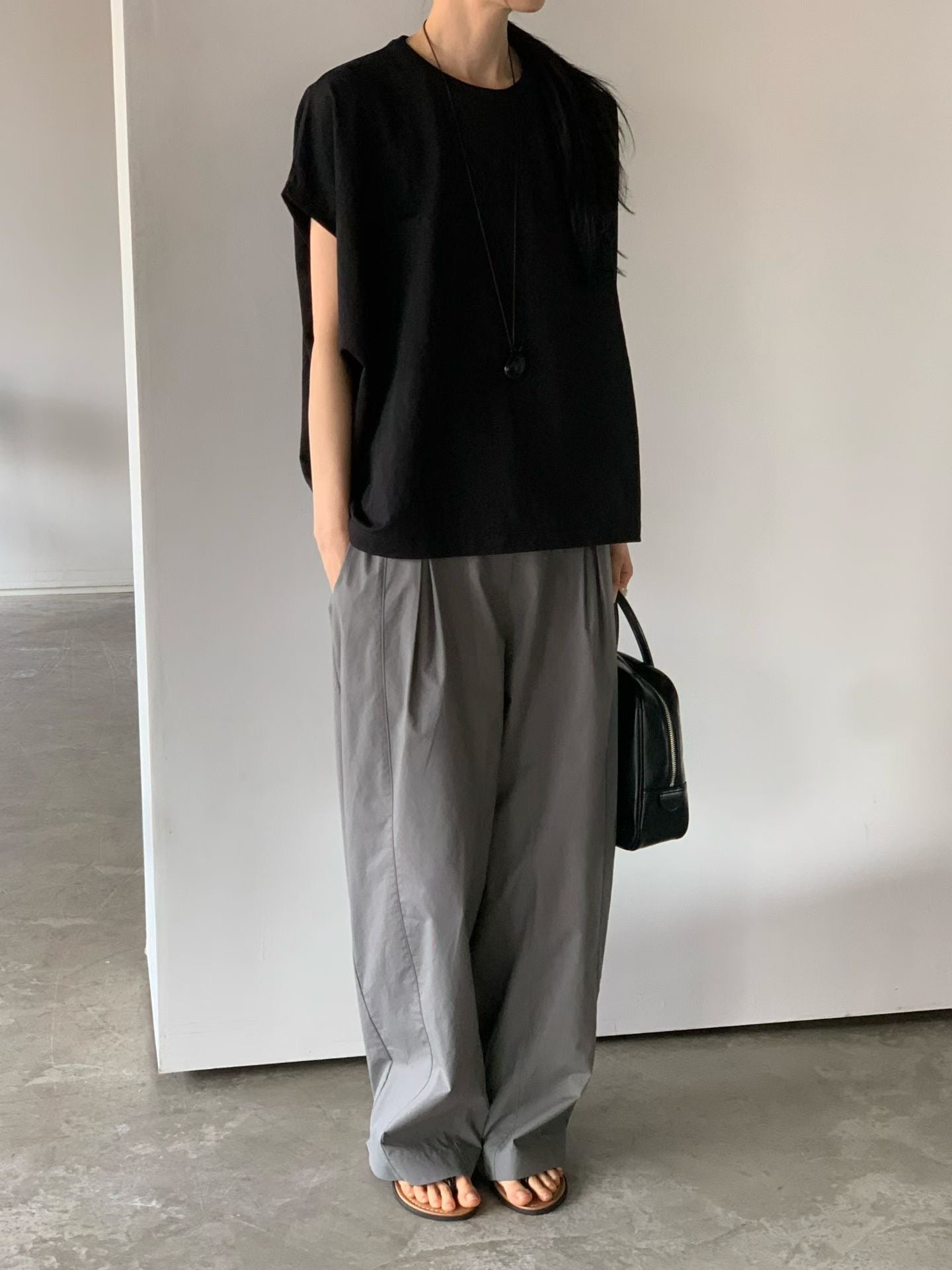 蝙蝠袖T-shirt/黑