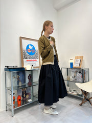 兩側縮褶散裙/黑