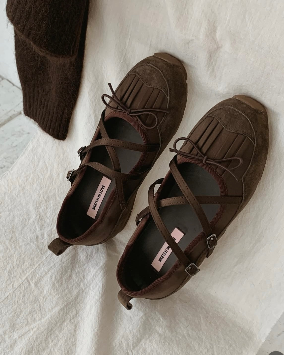 (預購)併布Sporty Mary Jane/啡