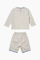[兩件套] Honey Waffle Short Set-up Blue