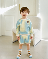 [兩件套] Honey Waffle Short Set-up Blue