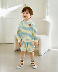 [兩件套] Honey Waffle Short Set-up Blue