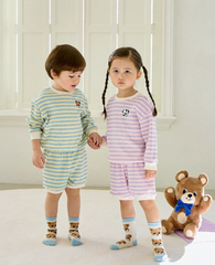 [兩件套] Honey Waffle Short Set-up Blue