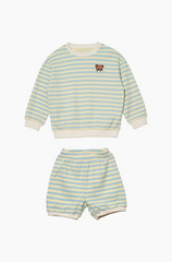 [兩件套] Honey Waffle Short Set-up Blue