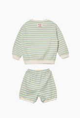 [兩件套] Honey Waffle Short Set-up Blue