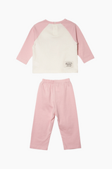 [睡衣兩件套]Honey Raglan Set-up Pink