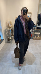 雙面點點外套/深藍+啡