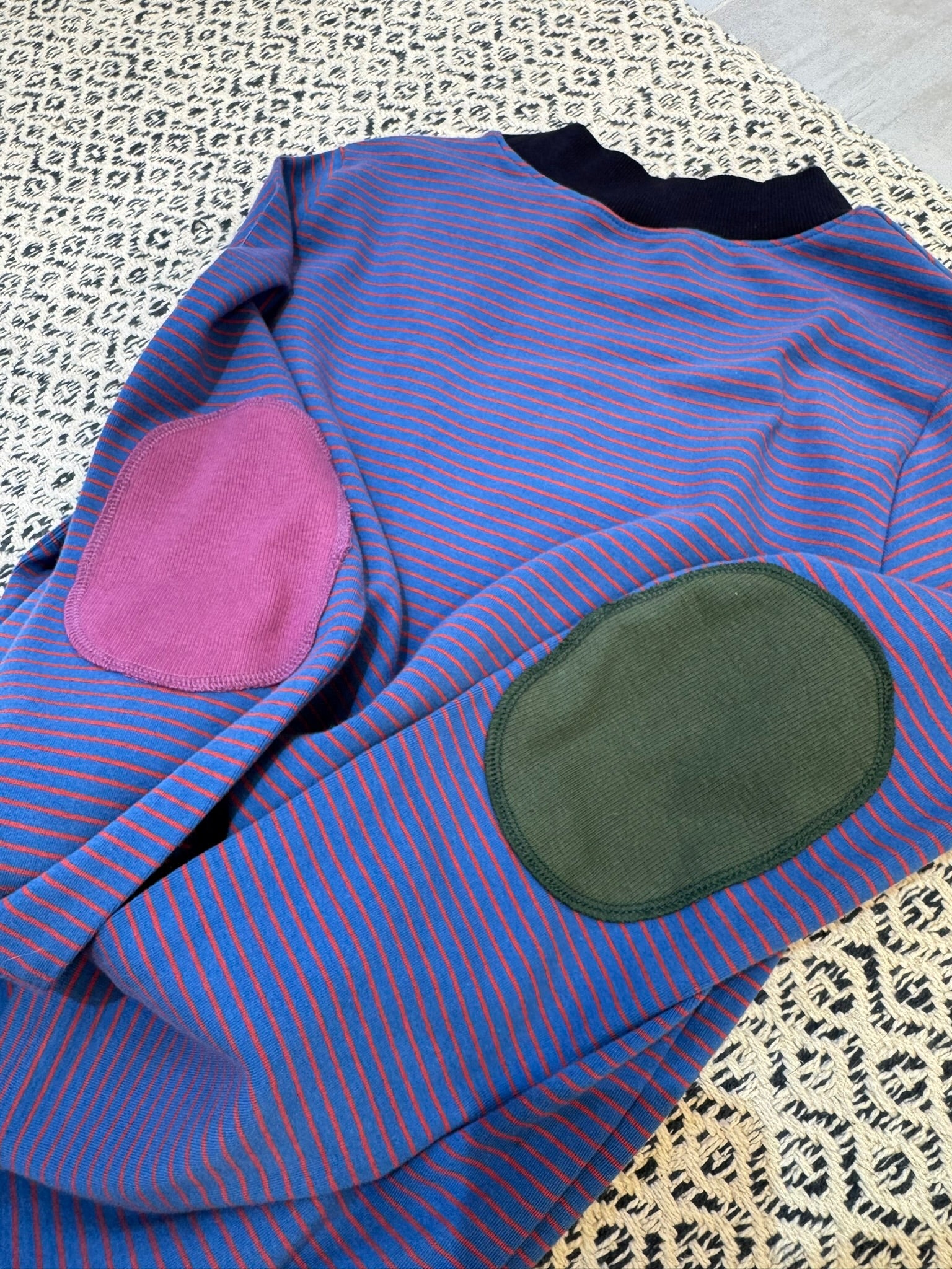 手肘patch work T-shirt/紫藍