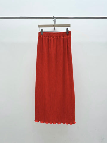 壓褶木耳腳直身裙/橙紅
