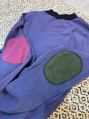 手肘patch work T-shirt/紫藍