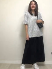 直條幼喱士T-shirt/灰