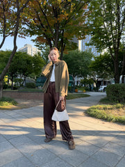 後摺褶恤衫/橄欖