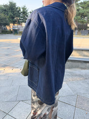 三袋牛仔外套/藍