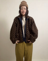 雙面點點外套/深藍+啡