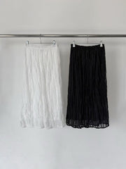 Ruffle雪紡微A裙/黑