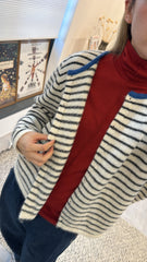 幼間條Cardigan/白