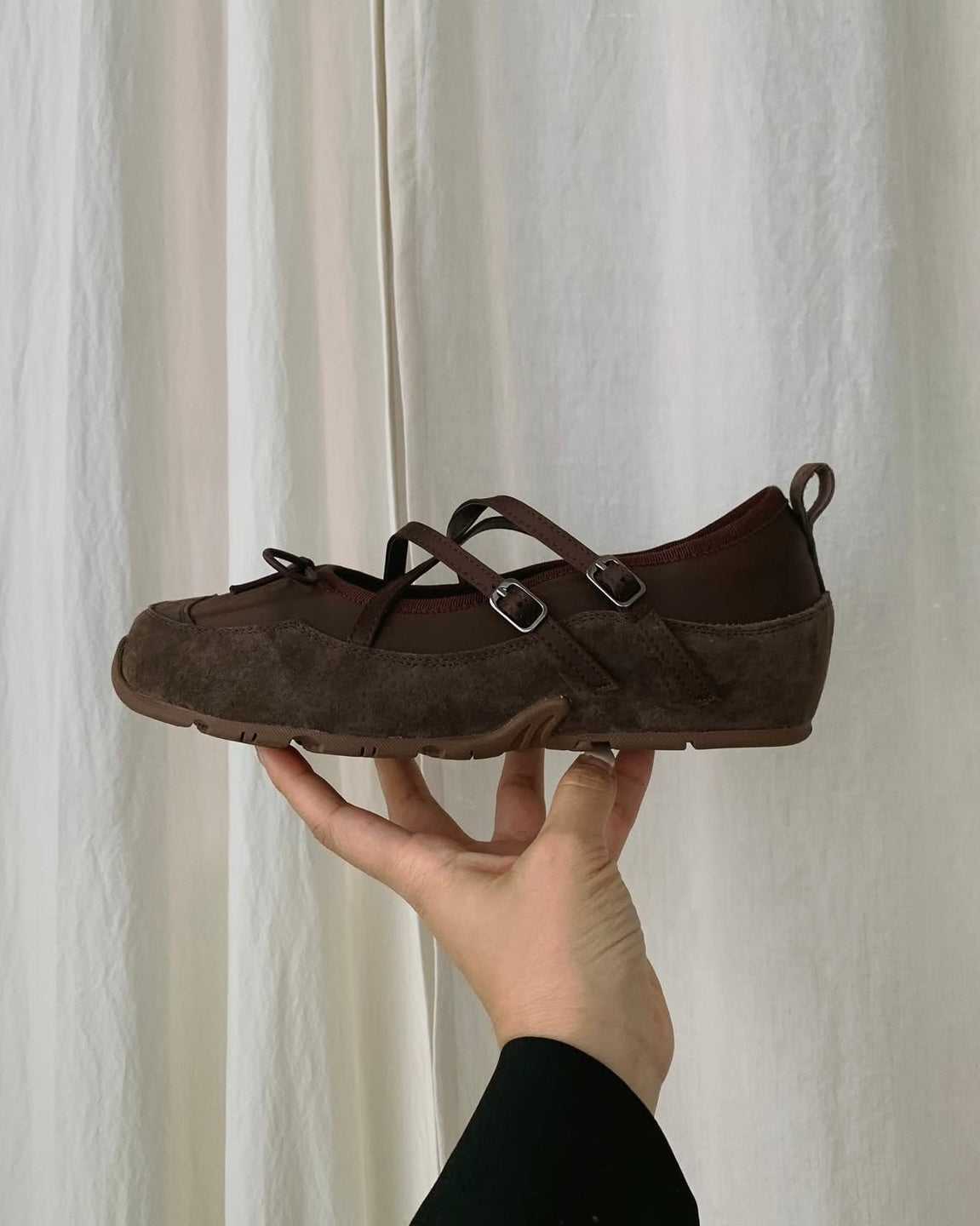 (預購)併布Sporty Mary Jane/啡