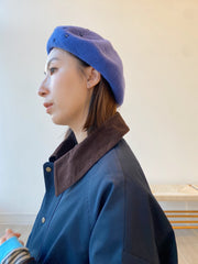 [11.11優惠]燈芯絨領中長Trench Coat/深藍