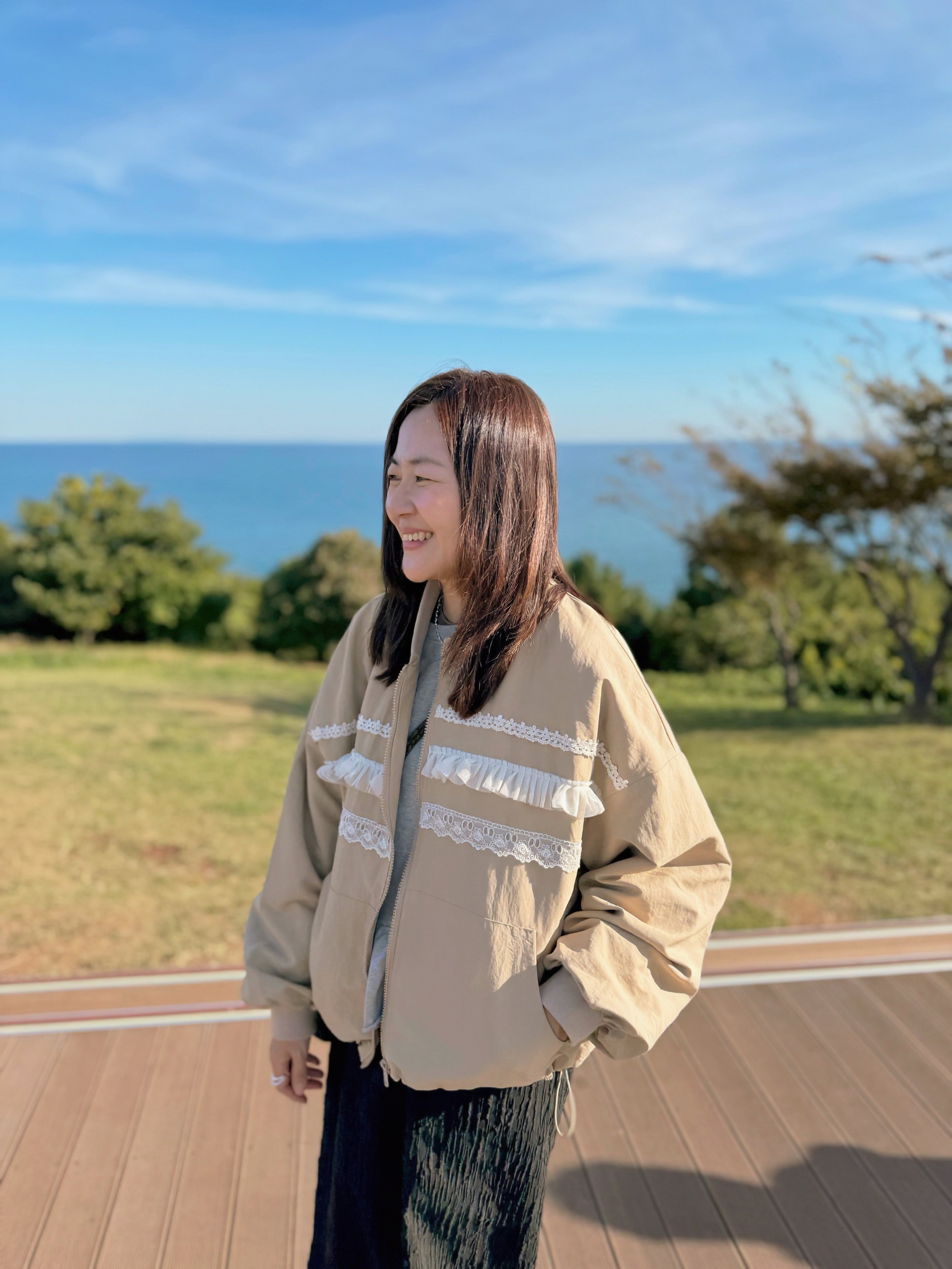 喱士縮褶外套/杏