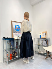 兩側縮褶散裙/黑