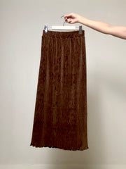 壓褶絲絨直身裙/啡