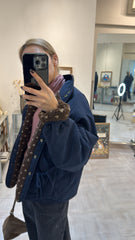 雙面點點外套/深藍+啡