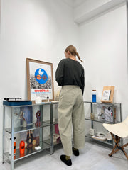 駁線牛仔褲/淺綠