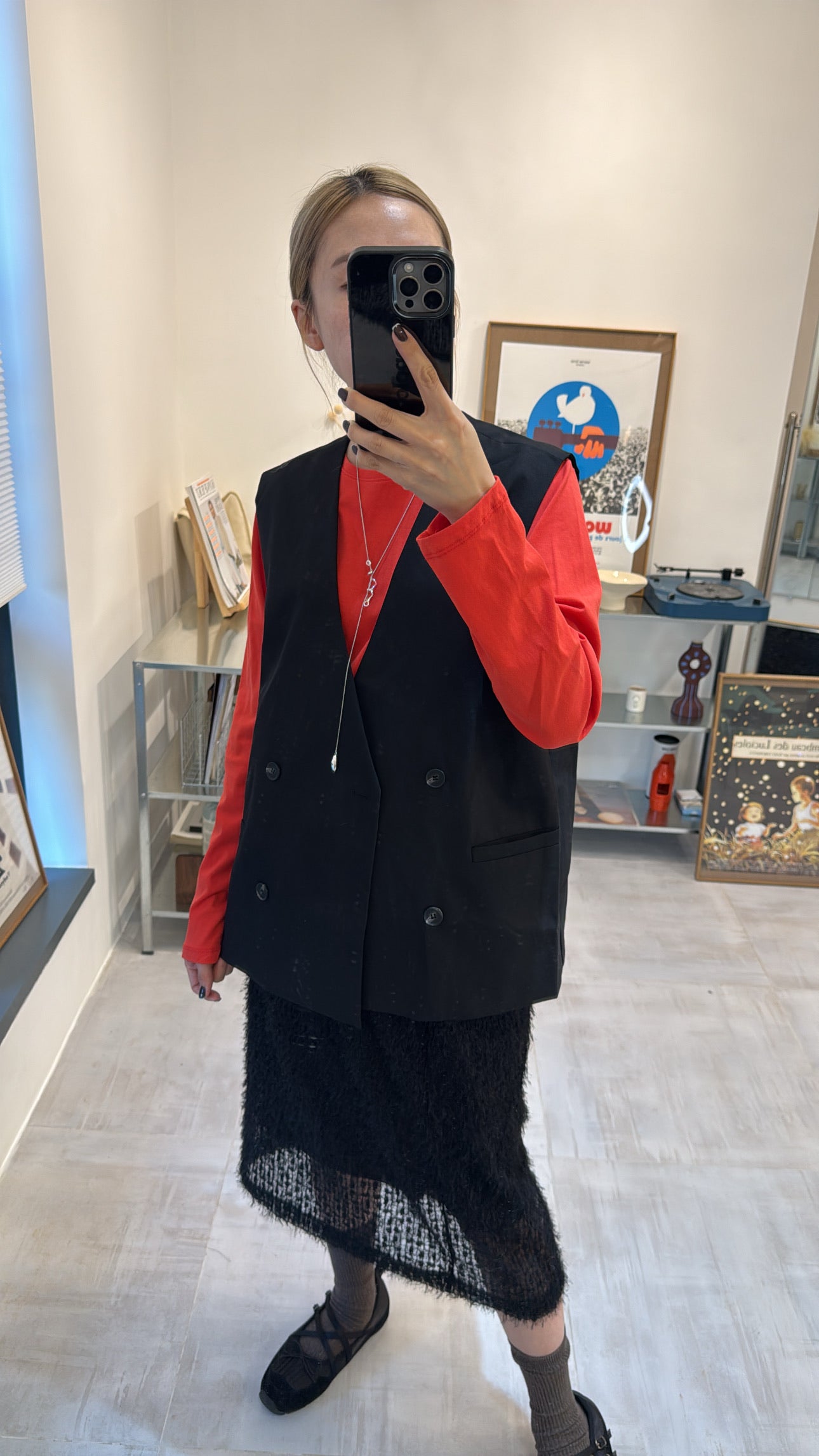 條條質感直身裙/黑