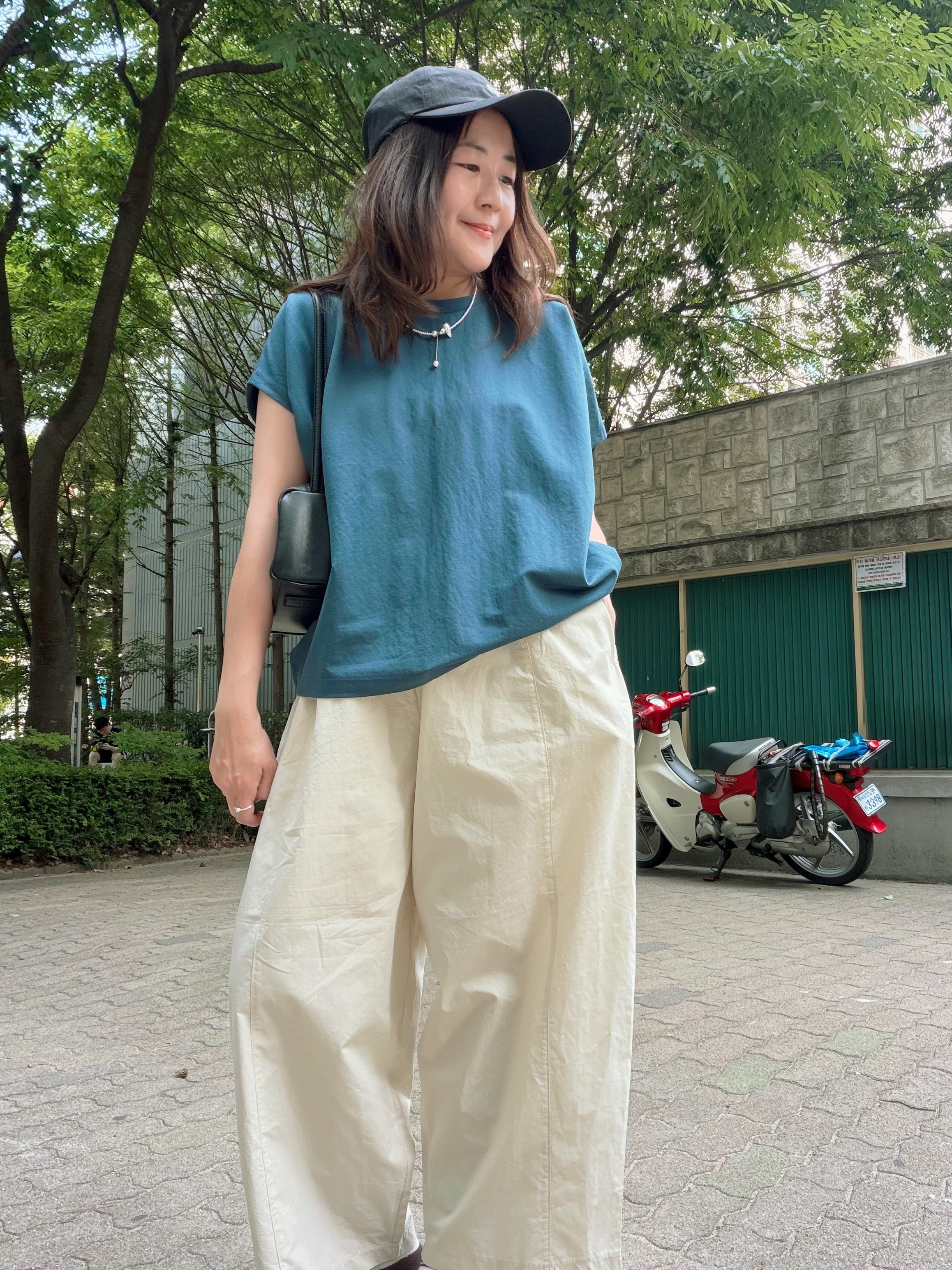 蝙蝠袖T-shirt/藍