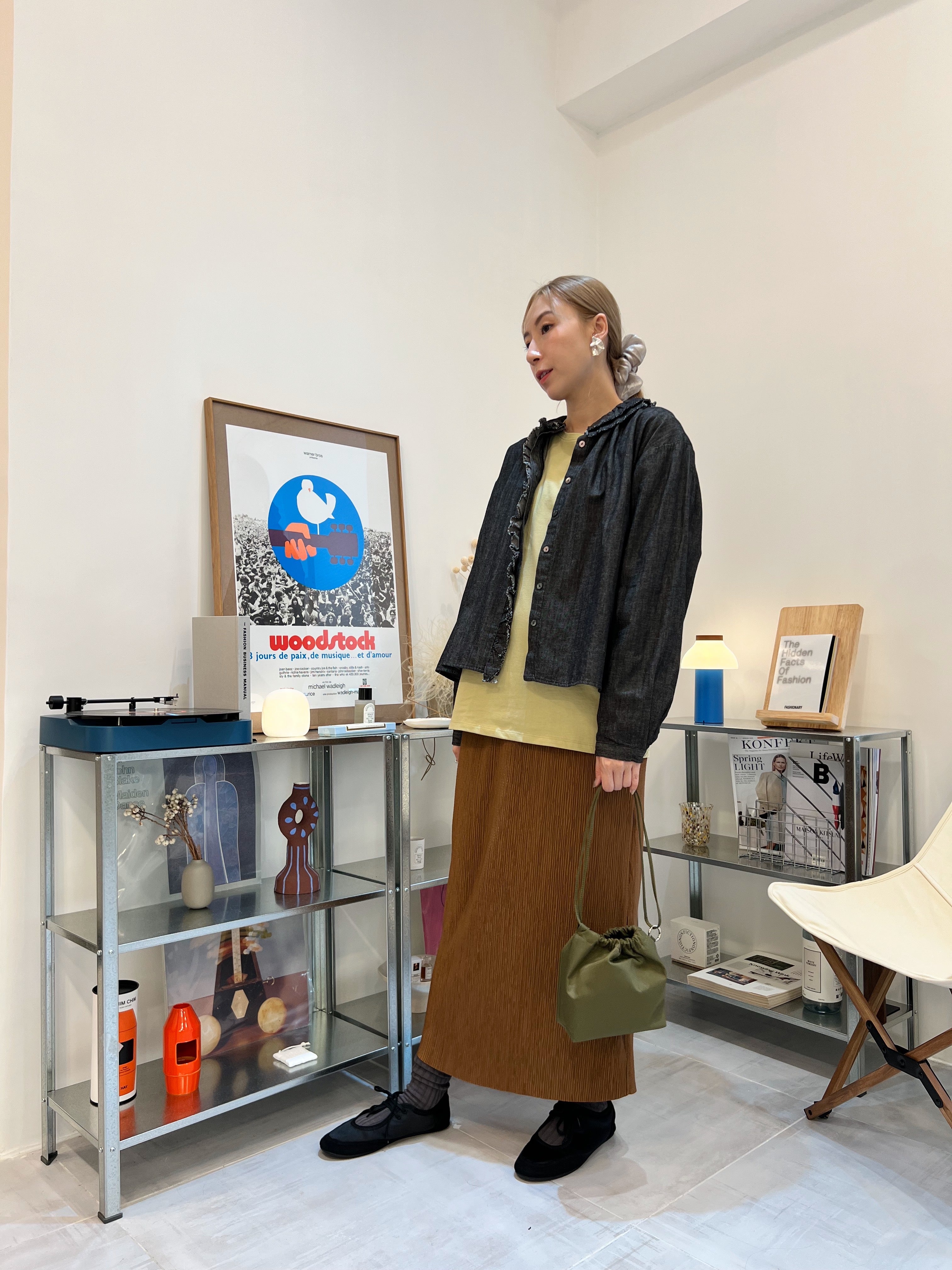 Ruffle領牛仔恤衫外套/黑