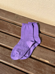 波浪邊顏色襪/紫