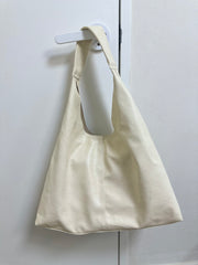 仿皮暗紋大袋/米白