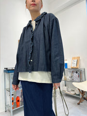 Ruffle領牛仔恤衫外套/藍