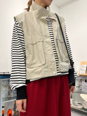 大口袋背心/米白