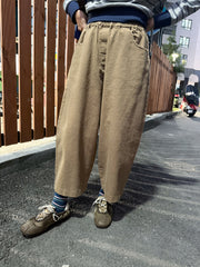立體剪裁Crop褲/杏