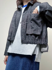 束腳牛仔薄外套/黑